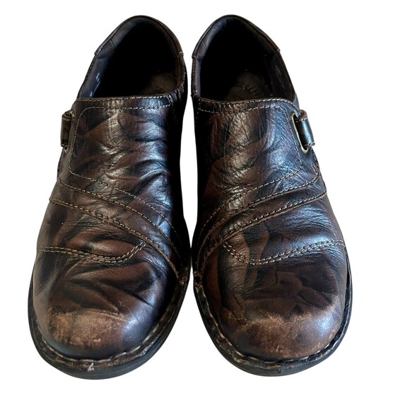 Clarks Womens Bedabbles Crinkle Leather Brown Loafer Hook & Loop Comfort 7.5M - Picture 6 of 13